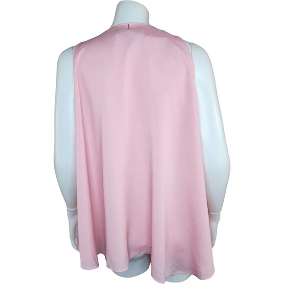 TBAGS LA Sleeveless V-Neck Beaded Front Draped Blouse Top Pink Medium $198 NWT - Picture 7 of 16